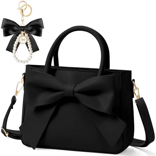 Abbylike Cute Purses for Women Christmas Gift Leather Crossbody with Bow Handbags with Adjustable Shoulder Strap(Classic,Black) | Amazon (US)