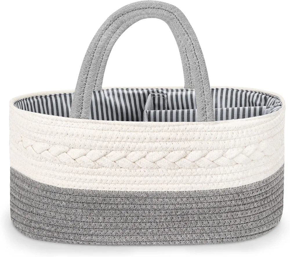 Maliton Cotton Rope Diaper Caddy Organizer - Nursery Storage Caddy, Baby Boy Changing Table Must ... | Amazon (US)