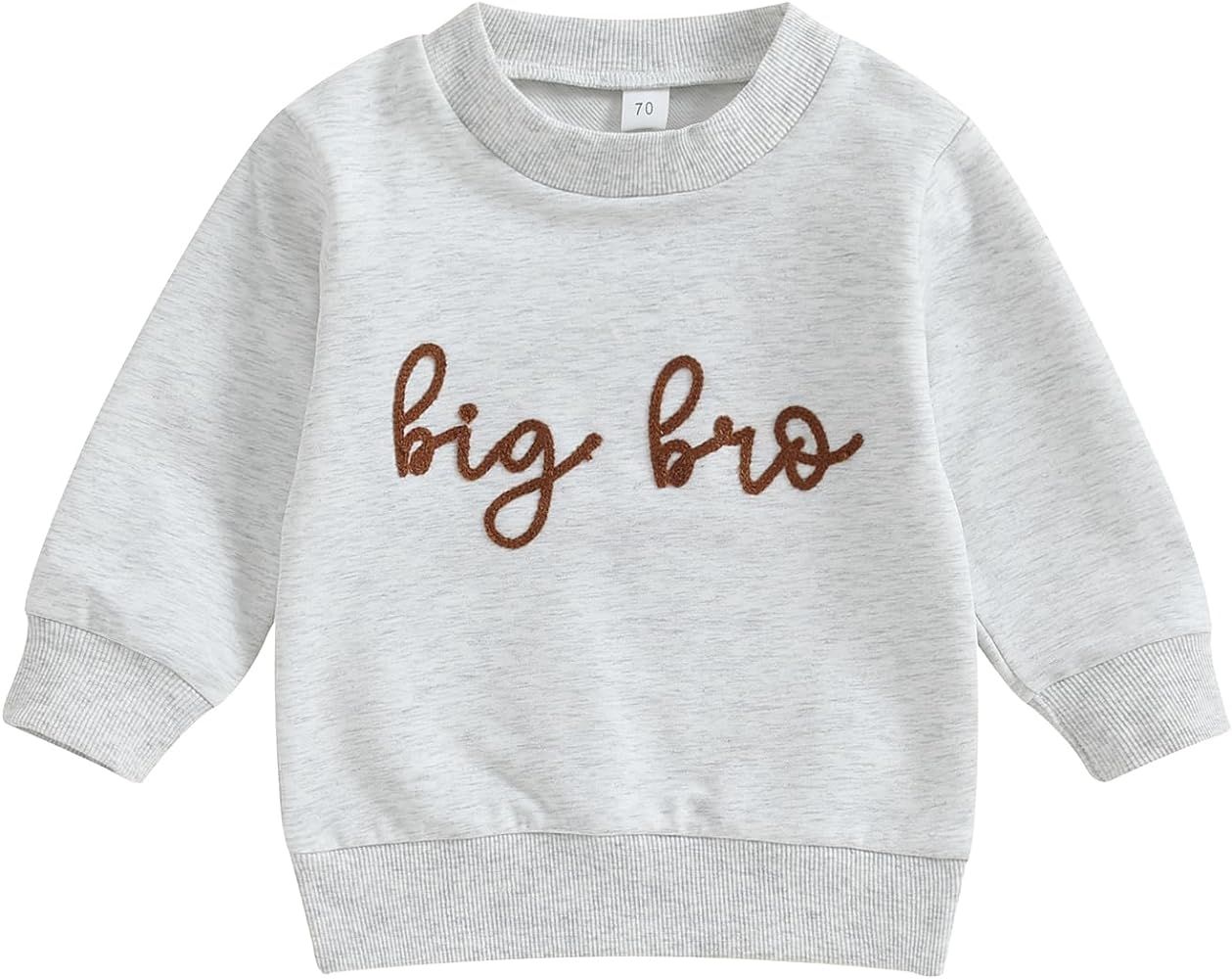 Sasaerucure Toddler Baby Boy Long Sleeve Sweatshirt Crewneck Pullover Sweater Tops Bro Matching O... | Amazon (US)
