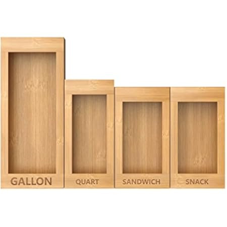LANDHOME Ziplock Bag Storage Organizer for Drawer - Bamboo Kitchen Food Storage Bag Organizer Holder | Amazon (US)