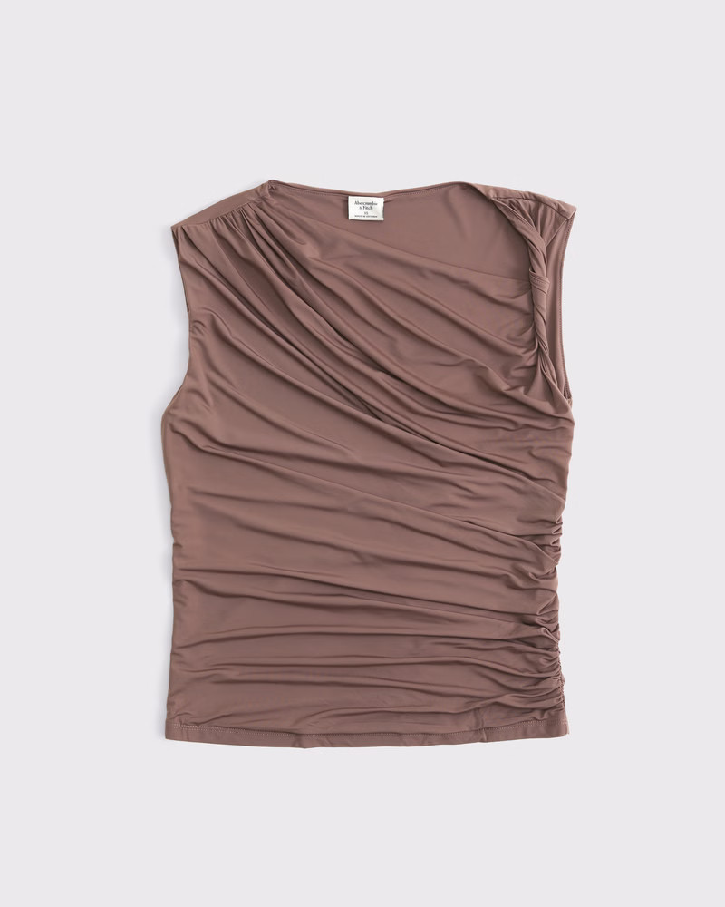 Abercrombie & Fitch Women's Draped Twist Top in Brown - Size S | Abercrombie & Fitch (US)