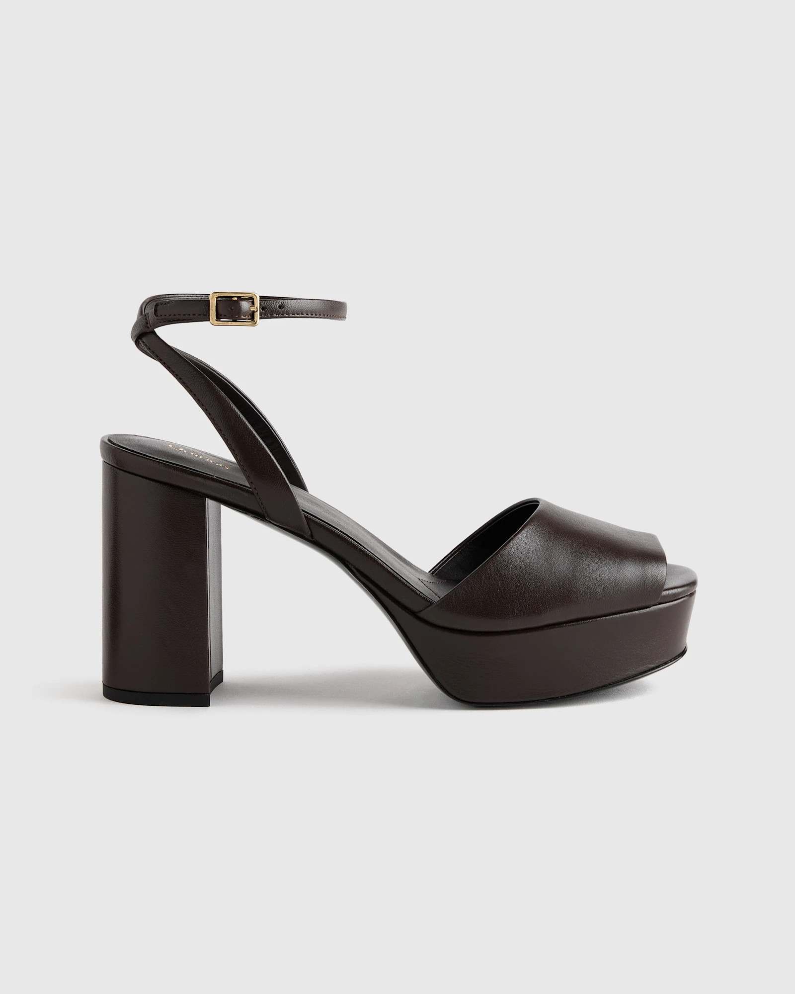 Quince | Women's Italian Leather Platform 115mm Block Heel in Black, Size 6.5 | Quince