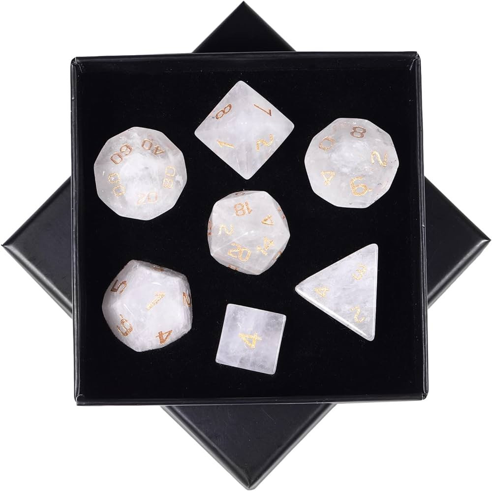 SUNYIK 7 PCS Polished Crystal Stone Polyhedral DND Dice Set for for RPG MTG Table Games, DND Game... | Amazon (US)
