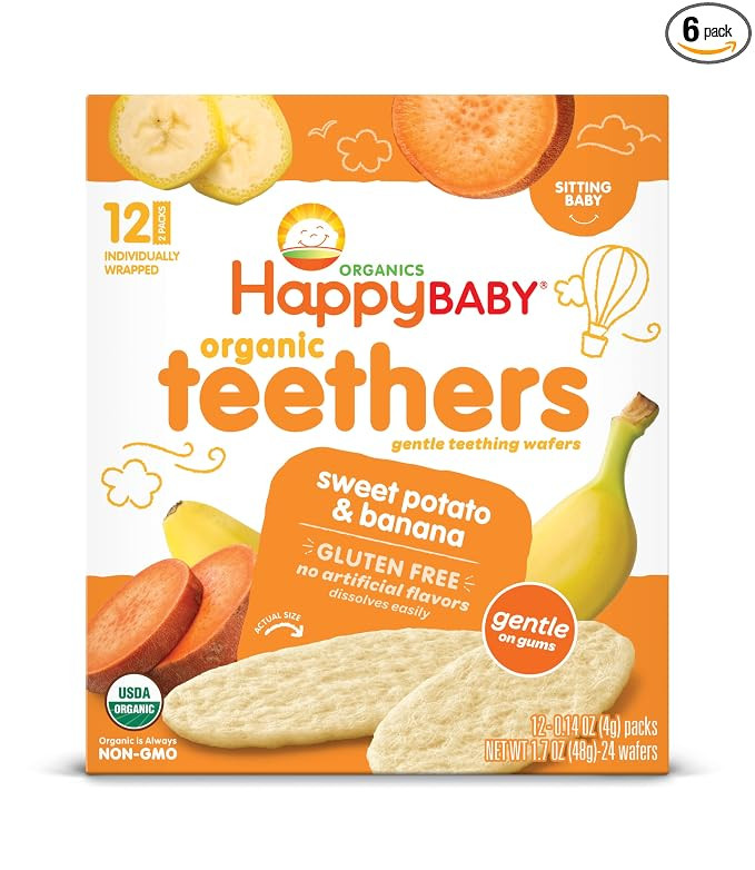 Happy Baby Organics Teether, Banana & Sweet Potato, 12 Count, Pack of 6 | Amazon (US)