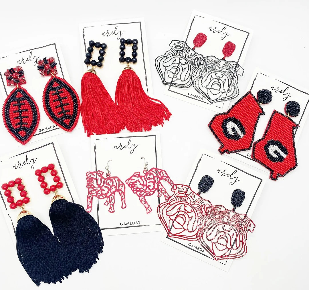 Gameday Earrings, Red and Black Earrings, College Gameday, Gifts for Grads, Graduation Gifts, Sch... | Etsy (US)