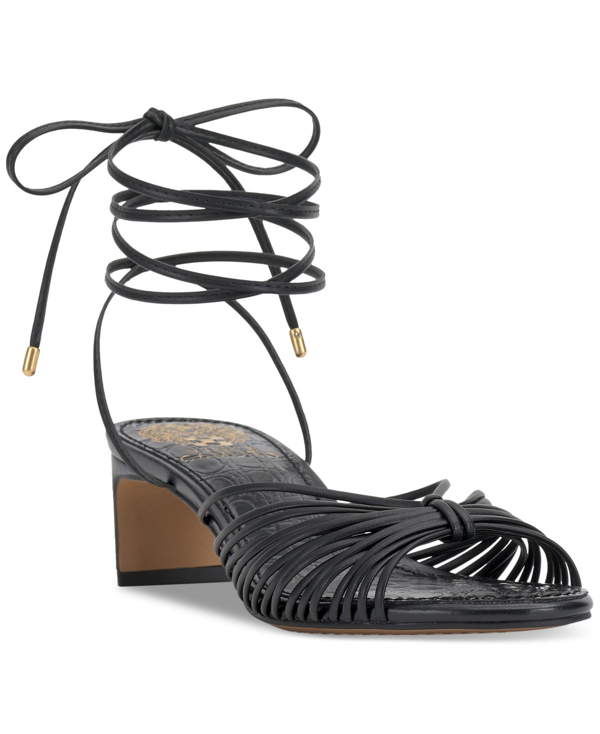 Vince Camuto Women's Lory Lace-Up Blade-Heel Sandals - Black | Macy's
