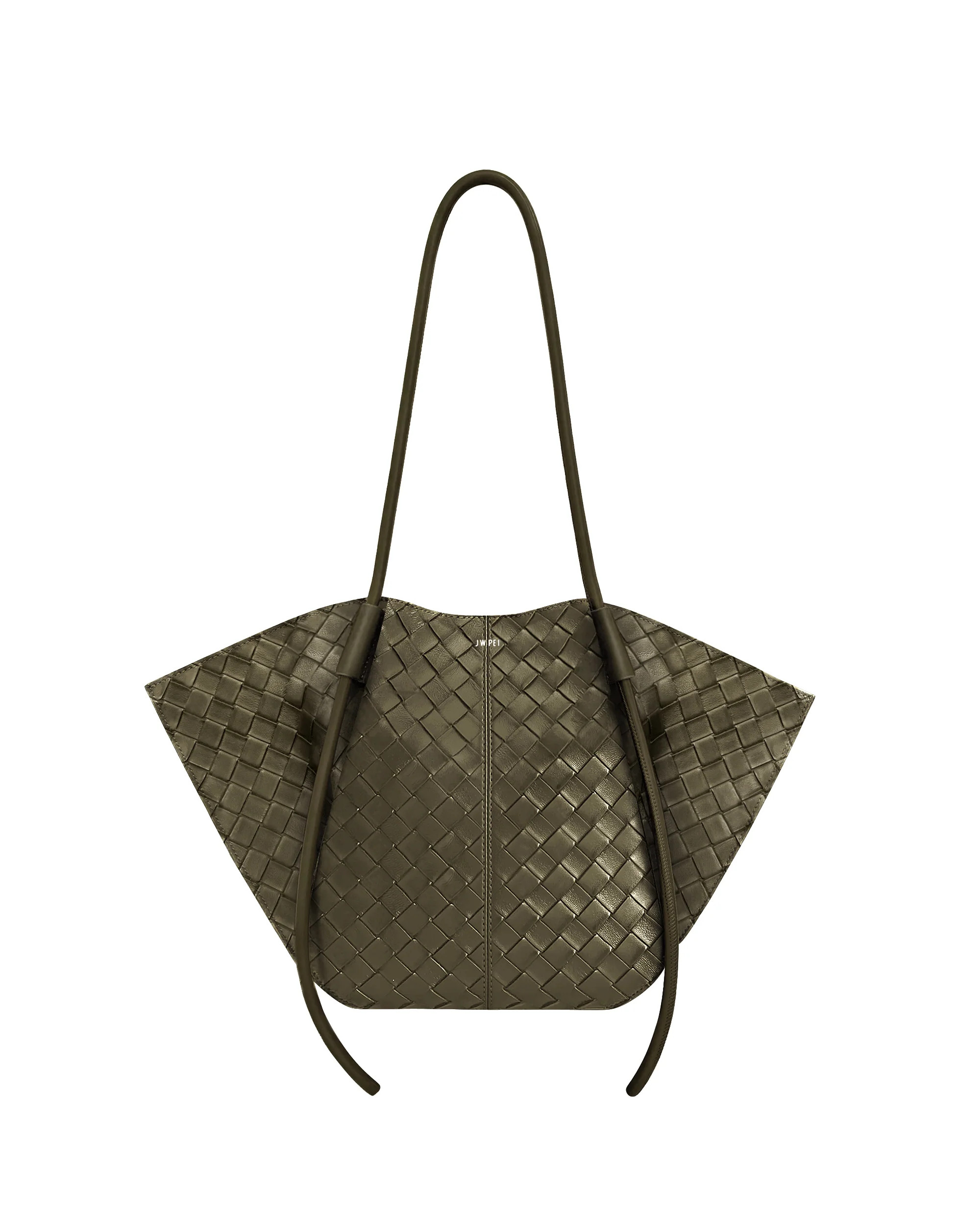 Nala Wide Weave Texture Tote Bag - Olive Green | JW PEI US