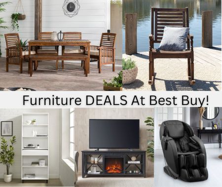 #ad Who knew that Best Buy had all this gorgeous furniture!?? Seriously drooling over this patio dining set!! From massaging chairs to fireplace TV stands and more! Best Buy is giving us some BIG savings today on all things furniture! Can’t you just picture yourself in this rocking chair on your front porch with a coffee in one hand and a book in the other??...LOVE!! Check out these amazing Furniture Deals at Best Buy!! Let us know what you pick up! 
@BestBuy #BestBuyPaidPartner