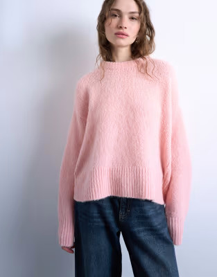 Topshop knitted wool blend fluffy ultimate jumper in pink | ASOS (Global)