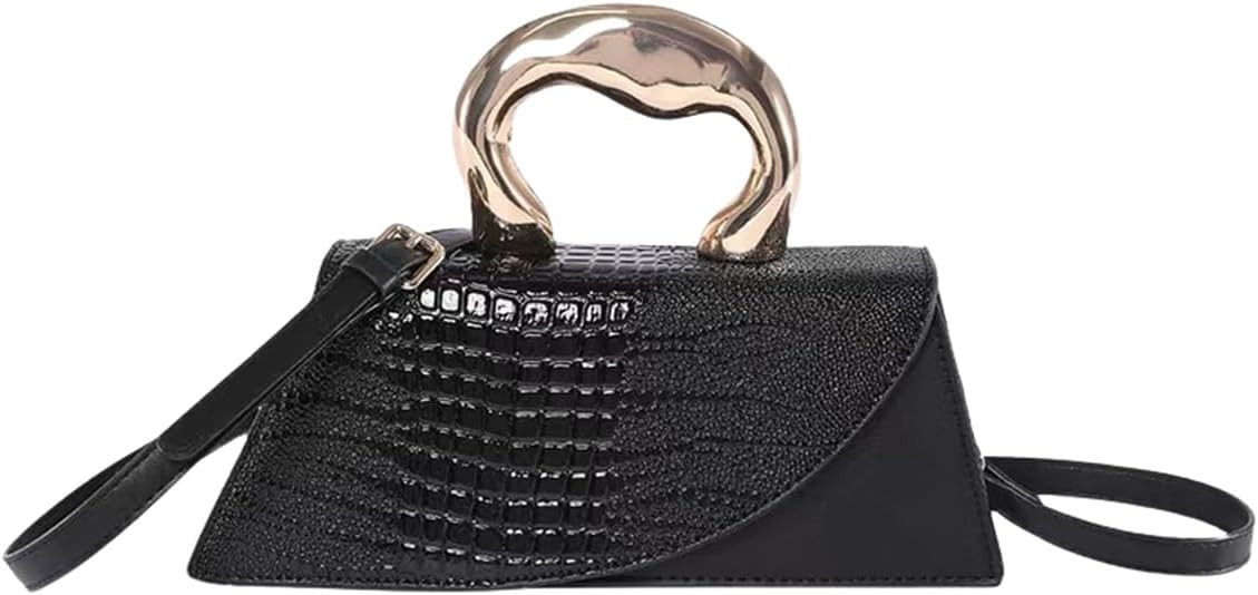 Women Vegan Leather Evening Handbag Crocodile Pattern Handle Clutch Purse Cross Body Envelope Bag | Amazon (US)