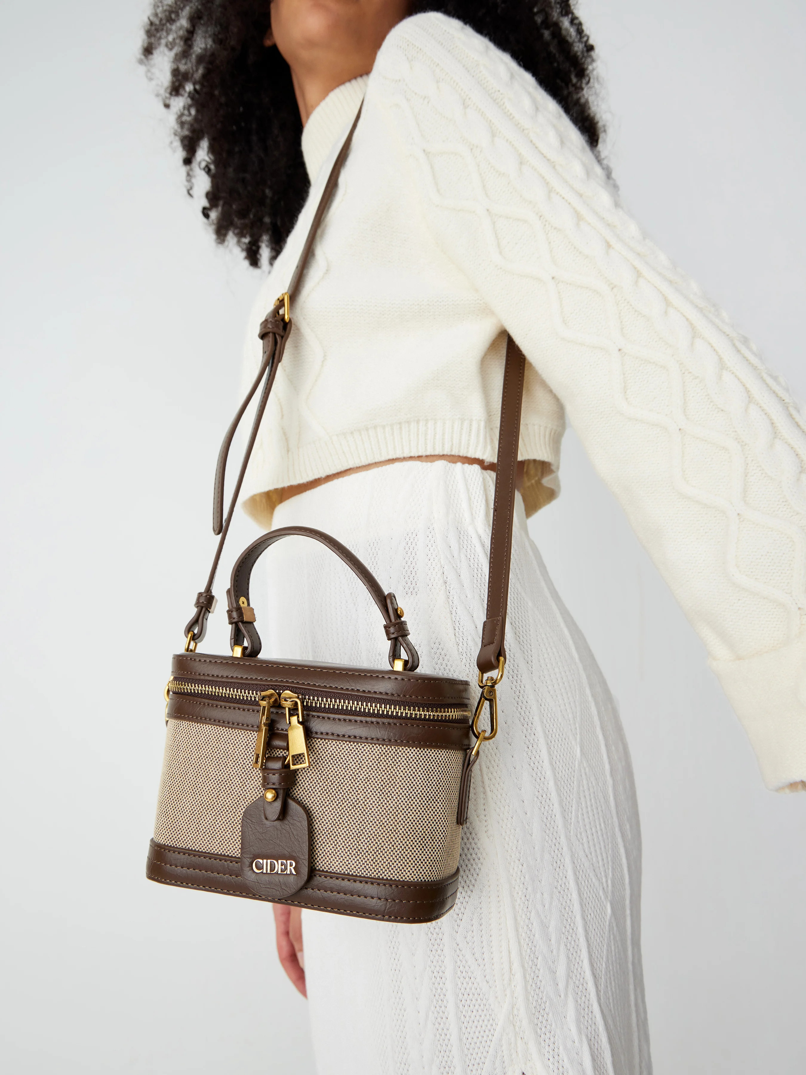 Solid Faux Leather Top Handle Bag | Cider