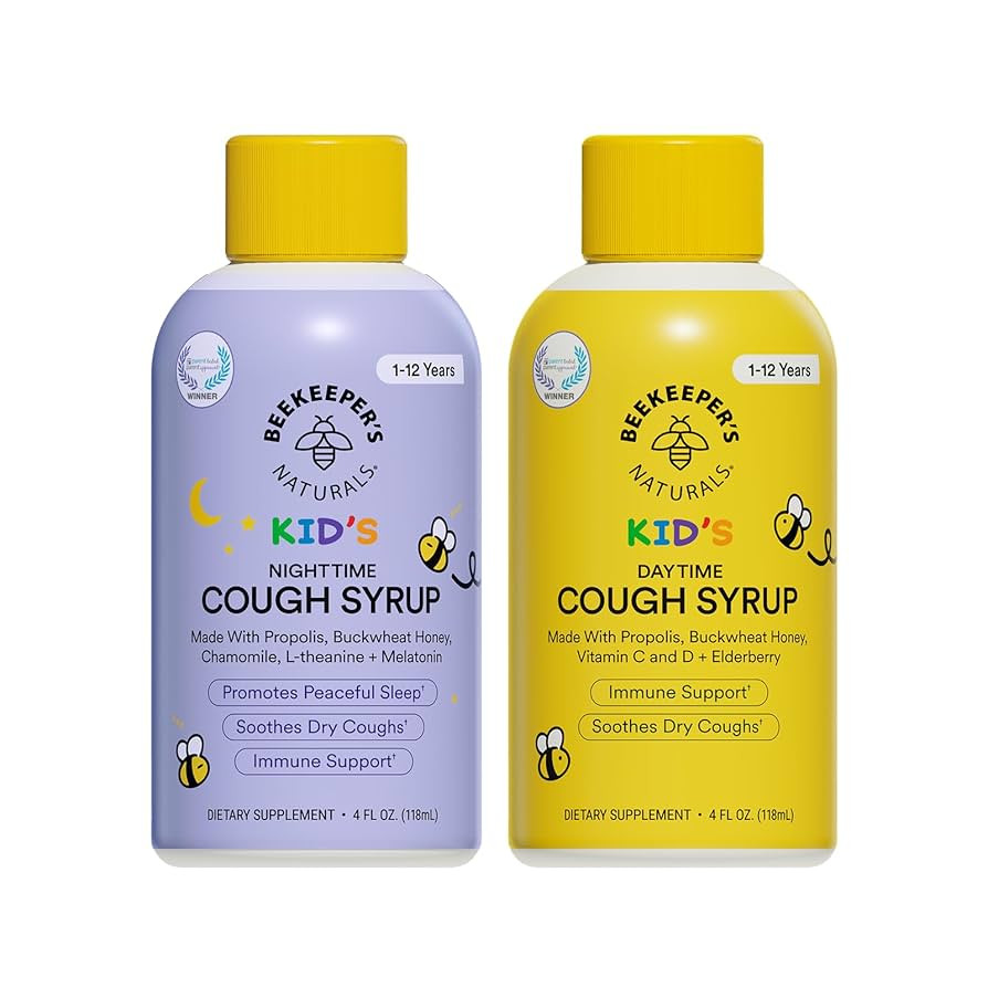 Beekeeper's Naturals Kids Honey Cough Syrup – Day & Night Value Pack – Immune Support with El... | Amazon (US)