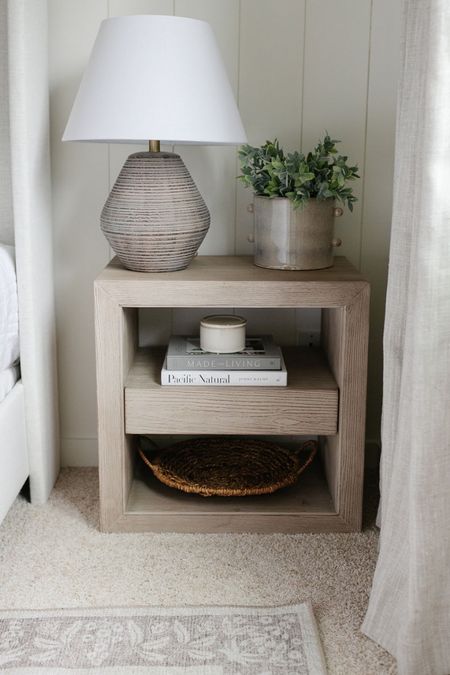 Simple bedside table decor idea. 

Amazon home
Target home
Basket 
Vase
Nightstand 
Table lamp

#LTKsalealert #LTKFind #LTKhome
