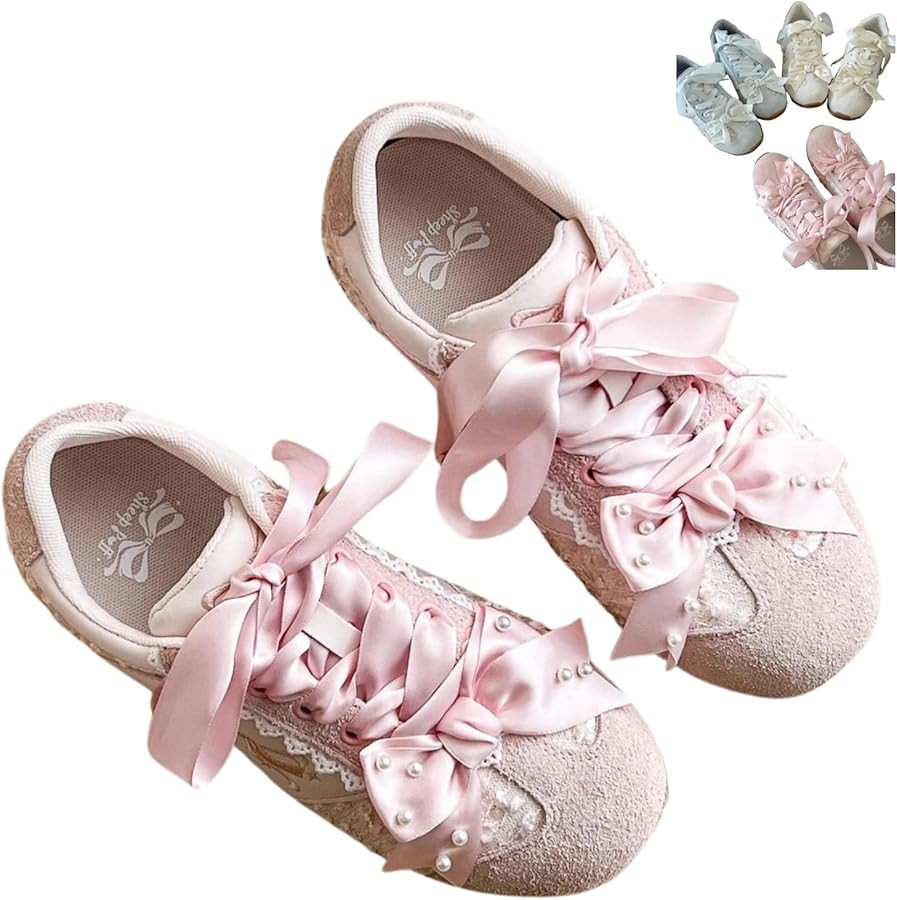 Kawaii Platform Shoes – Chunky Sneakers for Women, Aesthetic Ballet-Inspired Shoes with Bow & P... | Amazon (US)