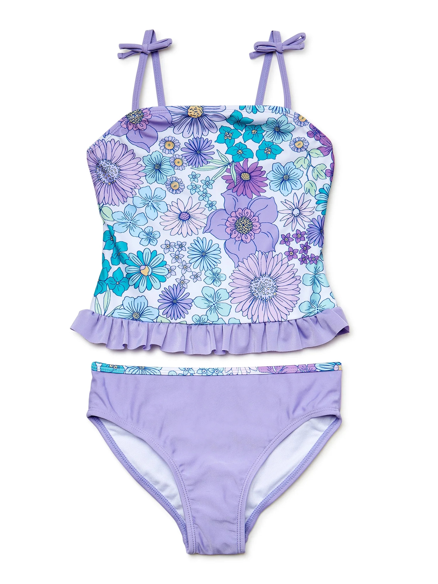 Wallflower Girls Floral Tankini Swimsuit with UPF 50, 2-Piece, Sizes 4-16 | Walmart (US)