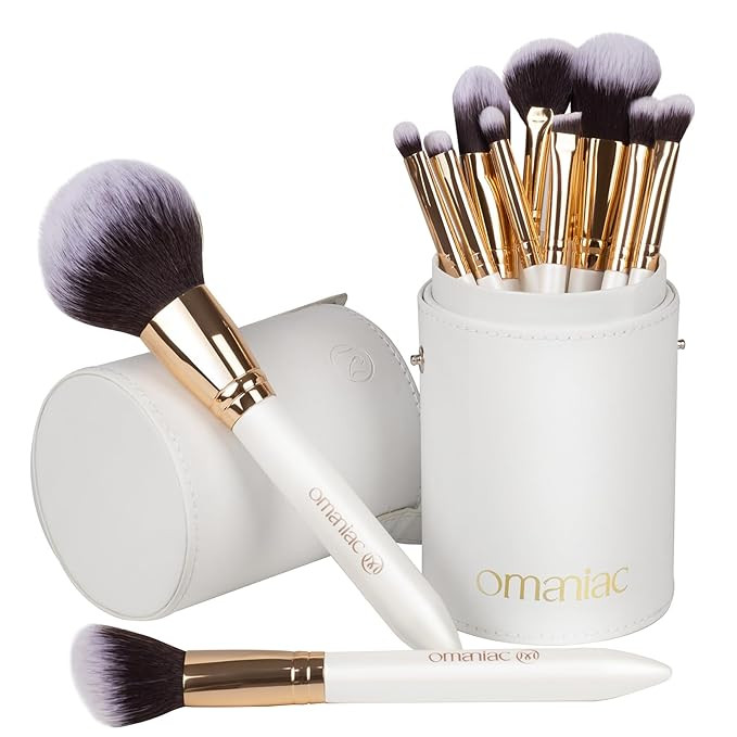 OMANIAC Makeup Brush Set Professional, 12 Pearlescent Wood Handle Makeup Brushes, Premium Cruelty... | Amazon (US)