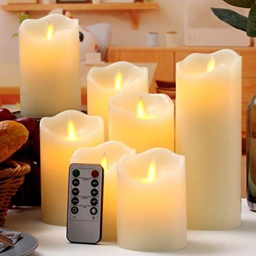 qinxiang Flameless Candles LED Candles Set of 7 (D:3" X H:4" 4" 5" 5" 6" 7" 8") Ivory Real Wax Pi... | Amazon (US)