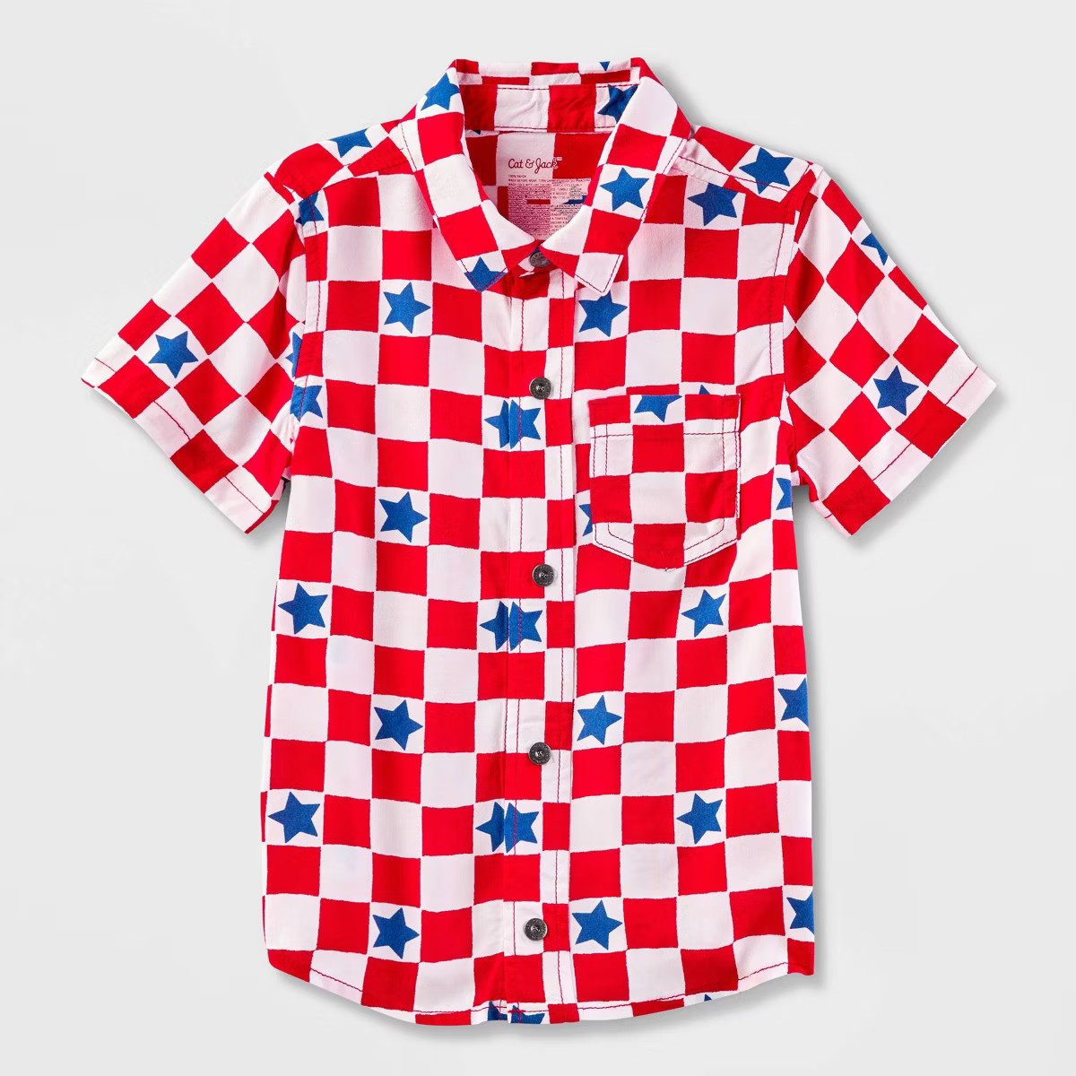 Boys' Adaptive Americana Woven Shirt - Cat & Jack™ Red/White/Blue | Target