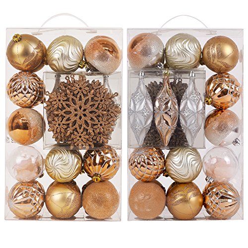 Valery Madelyn 40ct 80mm Trendy Rose Gold Shatterproof Christmas Ball Ornaments Decoration, 8cm/3.15 | Amazon (US)
