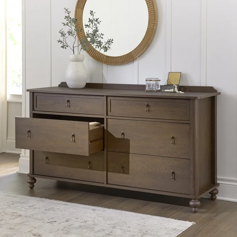 My Texas House Hartwell 6 Drawer Dresser, 61" Wide, Heritage Oak | Walmart (US)