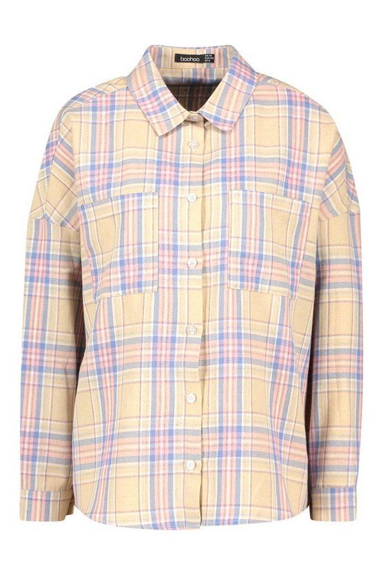 Petite Oversized Pocket Detail Flannel Shirt | Boohoo.com (US & CA)