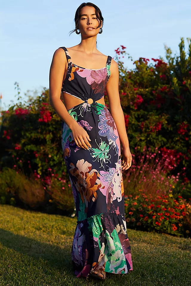 Maeve Cut-Out Maxi Dress | Anthropologie (US)