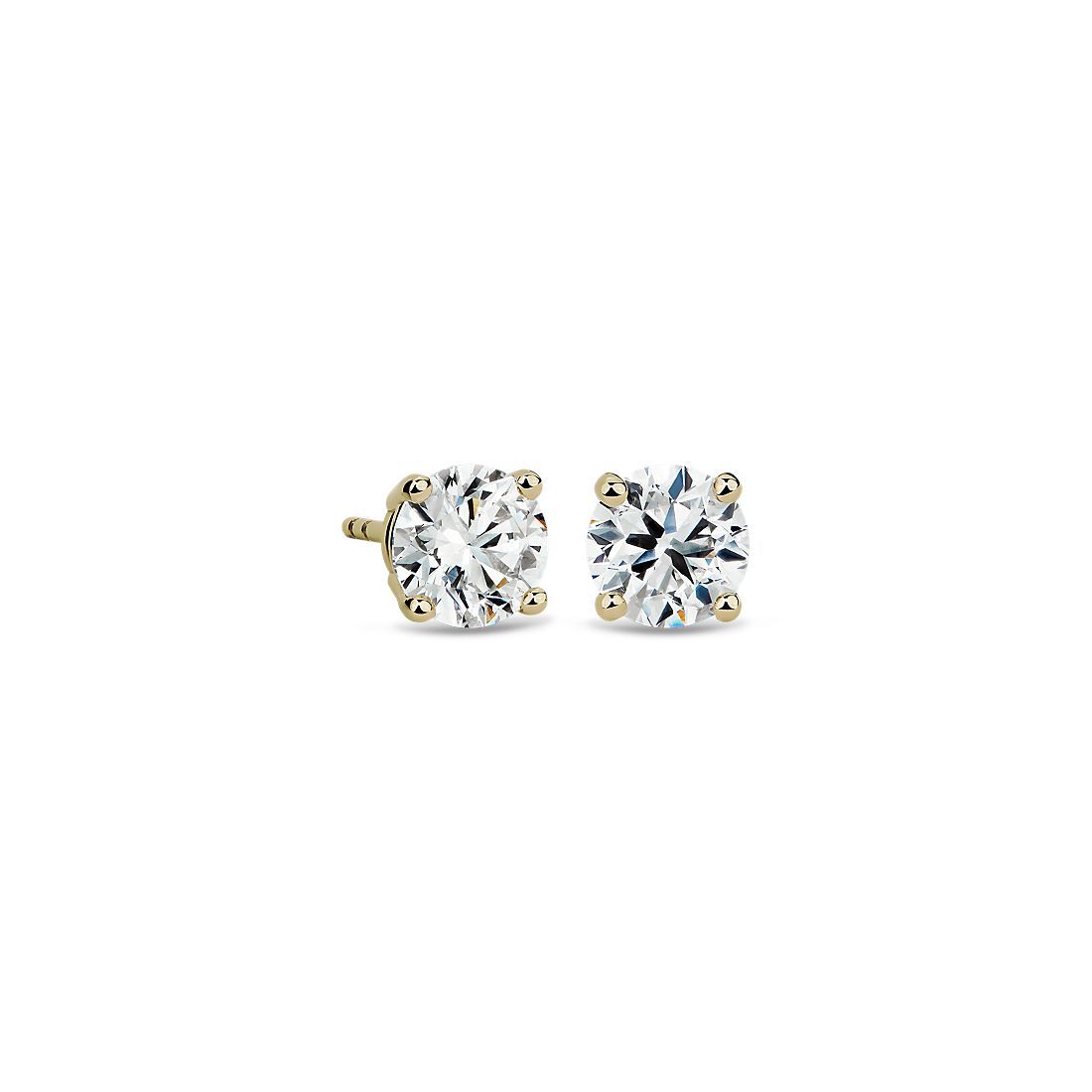 Diamond Stud Earrings in 14k Yellow Gold (2 ct. tw.) | Blue Nile | Blue Nile