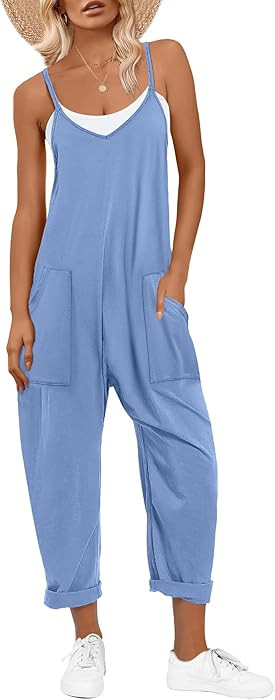 ANRABESS Jumpsuits for Women Casual Summer Overalls Sleeveless Spaghetti Strap Romper Jumpers Tre... | Amazon (US)
