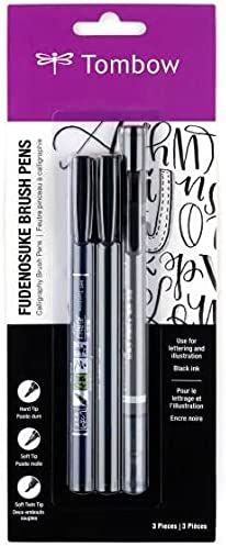Tombow 62039 Fudenosuke Brush Pens, 3-Pack. Soft, Hard, and Twin Tip Markers for Calligraphy and ... | Amazon (US)