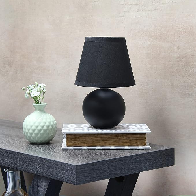 Simple Designs LT2008-BLK Mini Ceramic Globe Table Lamp, Black | Amazon (US)