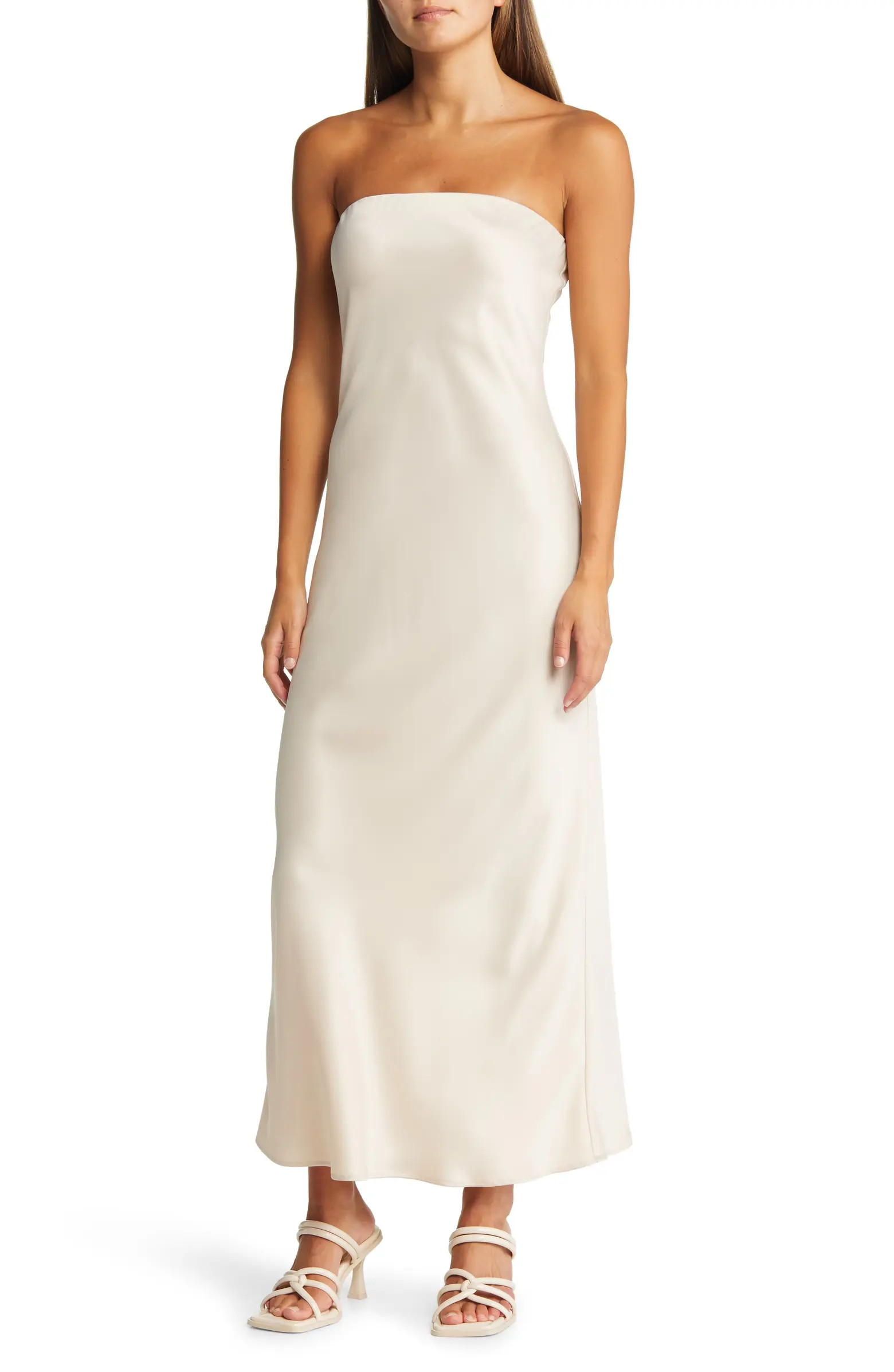 Strapless Matte Satin Bias Cut Gown | Nordstrom