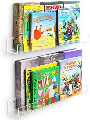 Acrylic 2 Packs Invisible Floating Bookshelves 24 inches ,Kids Clear Wall Bookshelves Display Book S | Amazon (US)