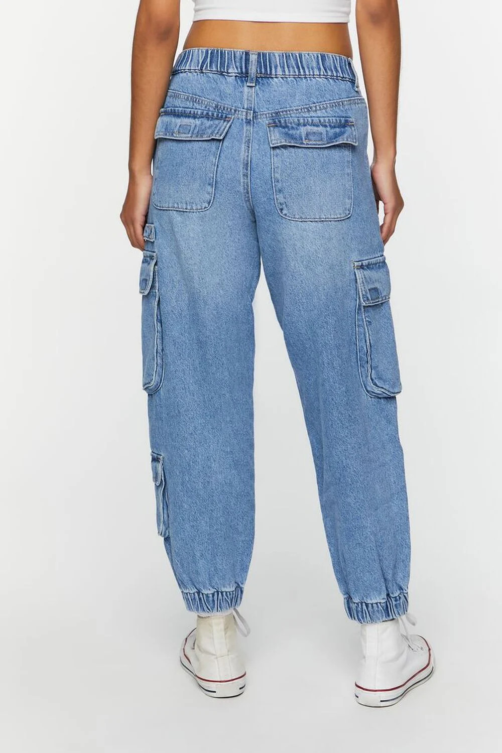 Mid-Rise Denim Cargo Joggers | Forever 21 (US)