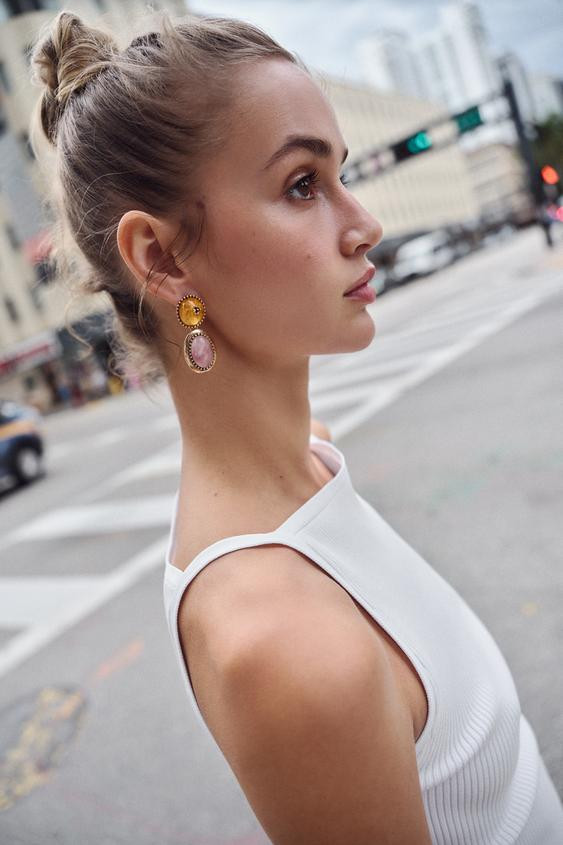 STONE SHAPE EARRINGS | Zara US