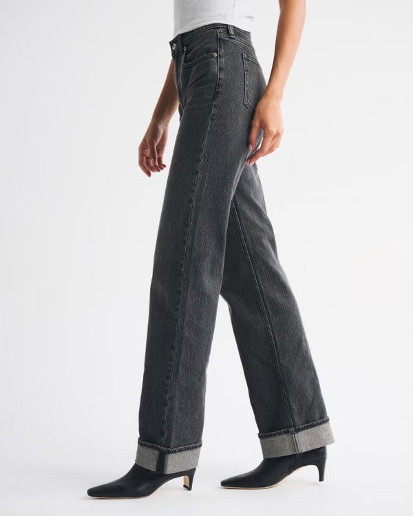 High Rise 90s Relaxed Cuffed Hem Jean | Abercrombie & Fitch (US)