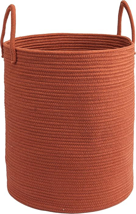 Woven Cotton Rope Laundry basket-15”X20” Laundry Hamper-Rope Storage Basket for Dirty Clothes... | Amazon (US)