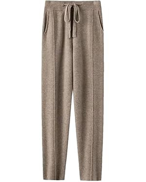 Women's Cashmere Pants High Waist Drawstring Loose Fleece Fitness Jogging Sweatpants with Pockets | Amazon (US)