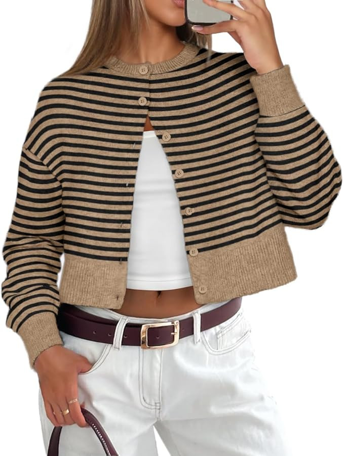 ATHMILE Cropped Cardigan Sweaters for Women Lightweight Crop Knit Y2k Fall Outfits Fashion Clothe... | Amazon (US)