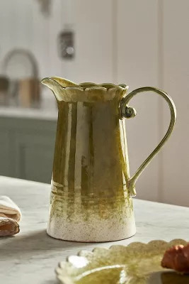 Ruffle Reactive Glaze Stoneware Pitcher | Anthropologie (US)