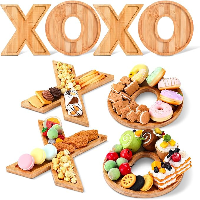 CroBlissful 4 Pcs Wooden XOXO Shaped Charcuterie Board Letters Fillable XOXO Shaped Serving Platt... | Amazon (US)
