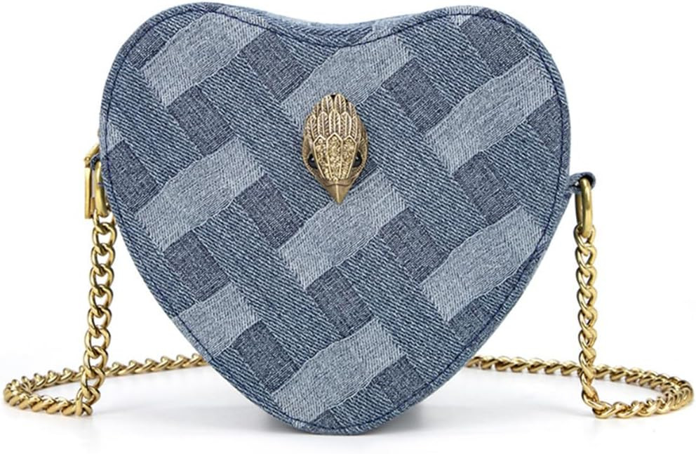 Rejolly Heart Shaped Purse for Women Crossbody Bag Metallic PU Leather Shoulder Bag with Chain St... | Amazon (US)