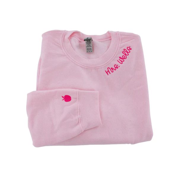 Custom Embroidered Collar/ Sleeve Sweatshirt with Motif | Sprinkled With Pink