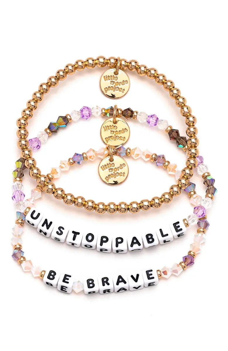 Unstoppable & Be Brave Set of 3 Beaded Bracelets | Nordstrom