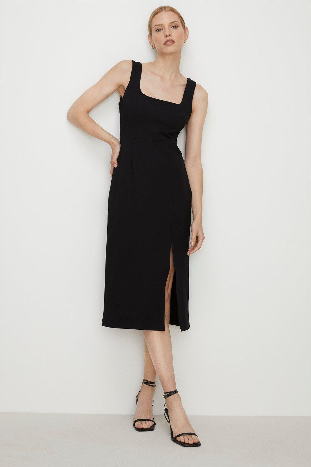 Dresses | Premium Ponte Square Neck Split Midi Dress | Oasis | Oasis UK & IE
