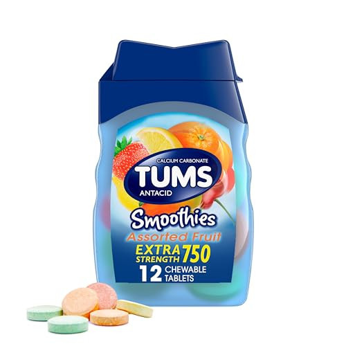 TUMS Smoothies Extra Strength Antacid Chewable Tablets for Heartburn Relief, Assorted Fruit - 12 Count | Amazon (US)