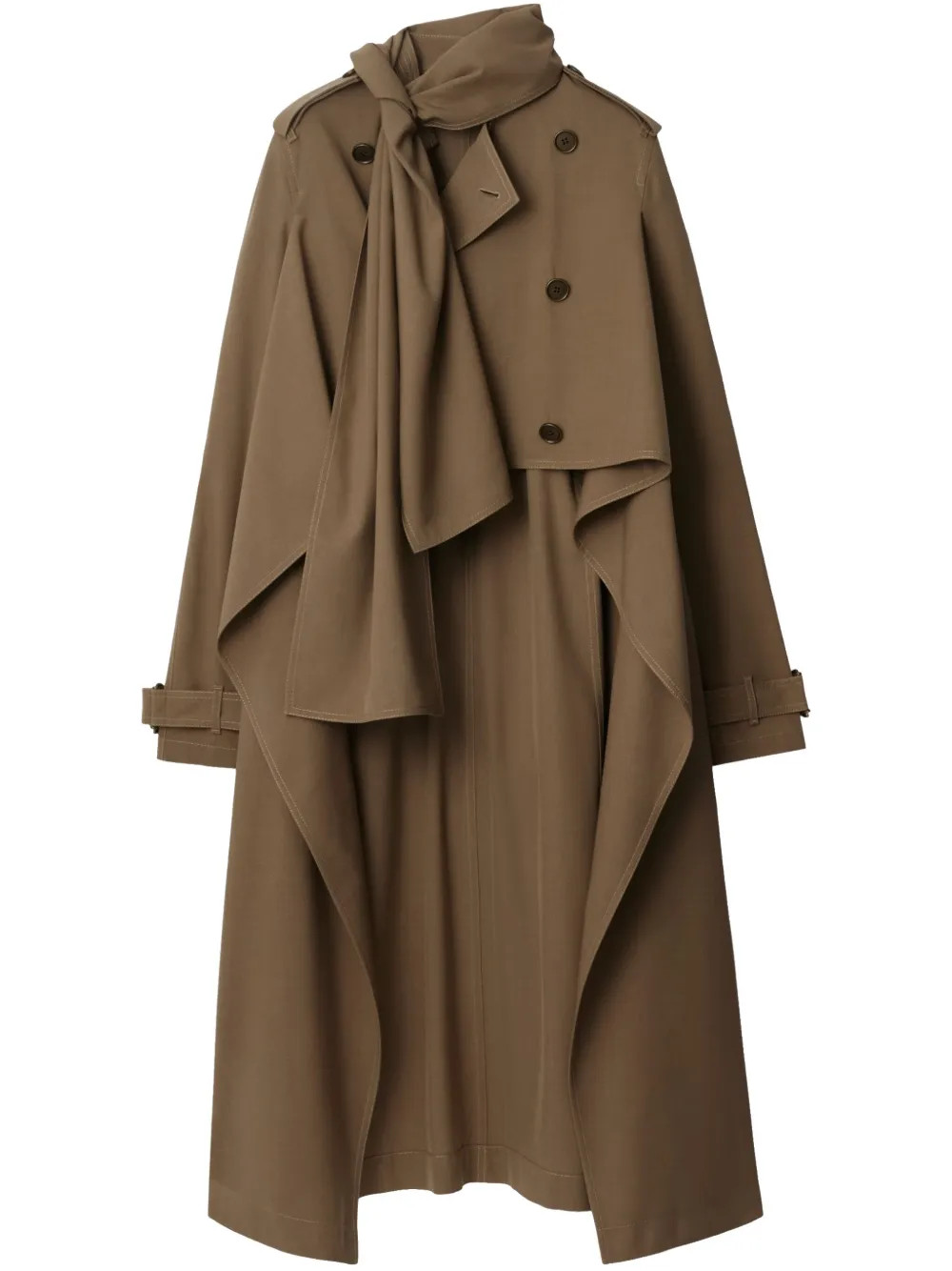 Burberry scarf-detail Asymmetric Trench Coat | Brown | FARFETCH UK | Farfetch Global