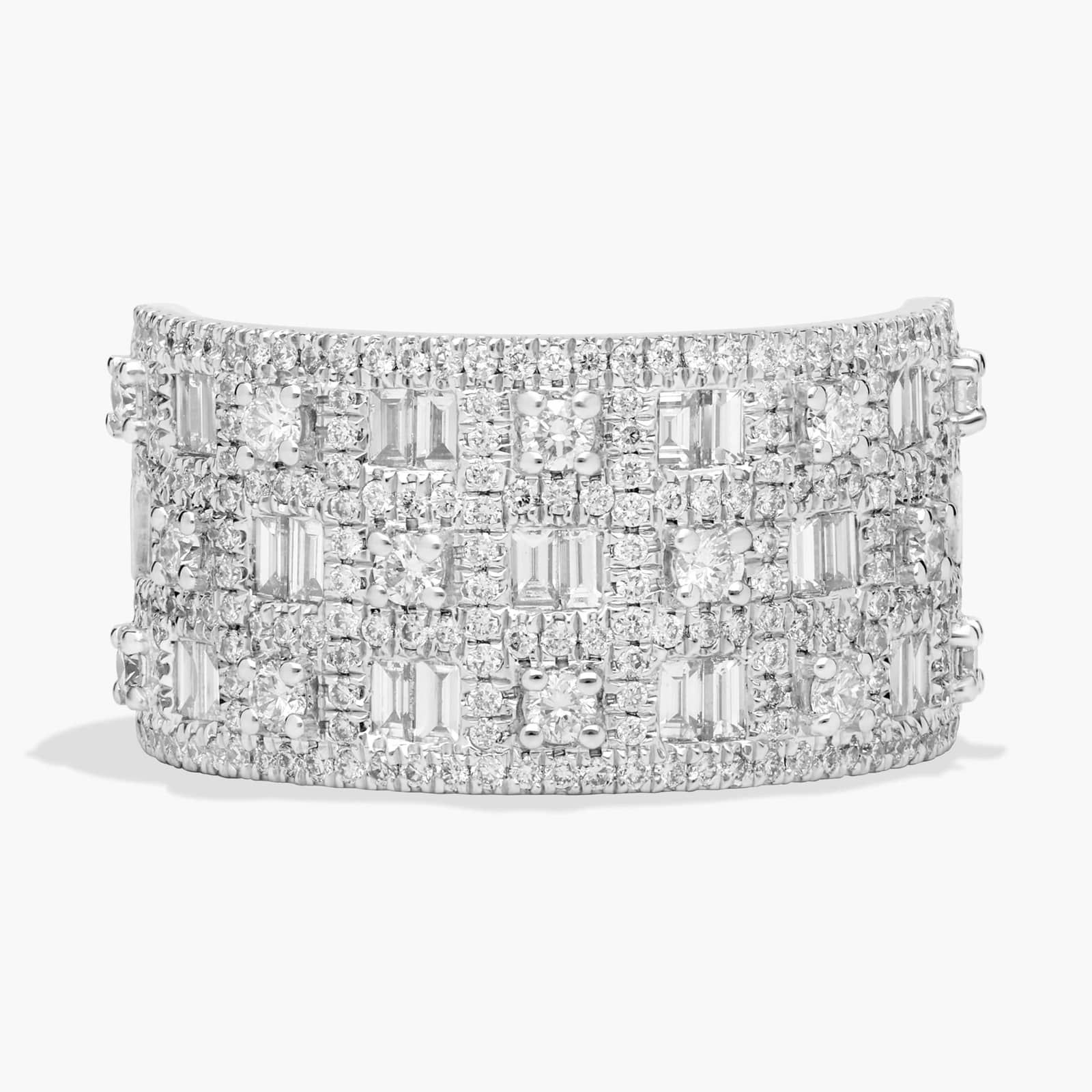 Baguette and Round Diamond Fashion Ring in 14k White Gold (1 1/2 ct. tw.) | Blue Nile