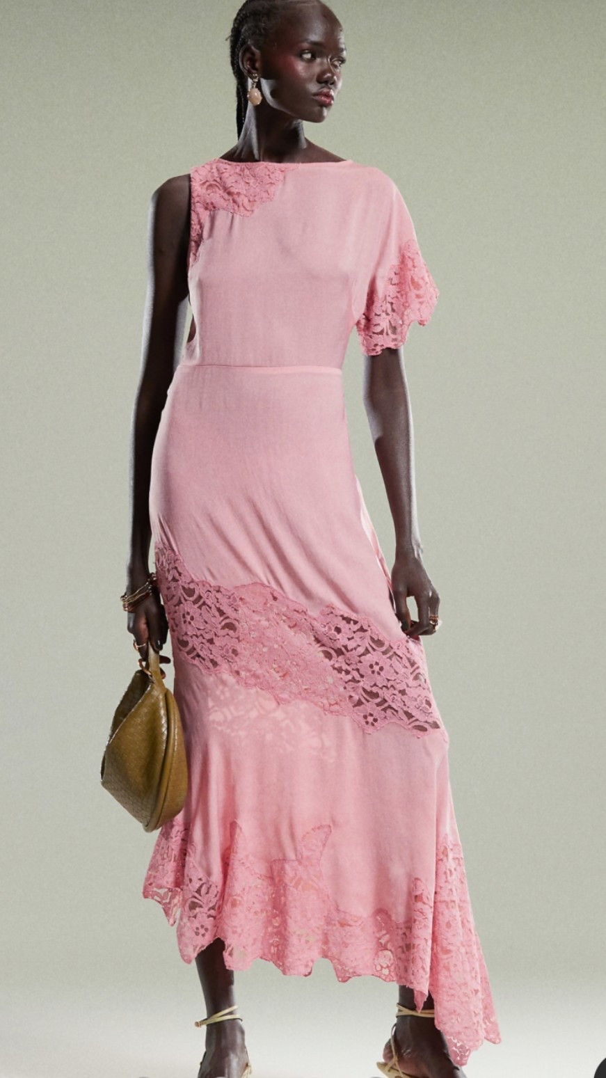 ASOS DESIGN flutter sleeve midi dress with lace detail in pink.
Wedding guest dress.

#LTKWedding #LTKFindsUnder100