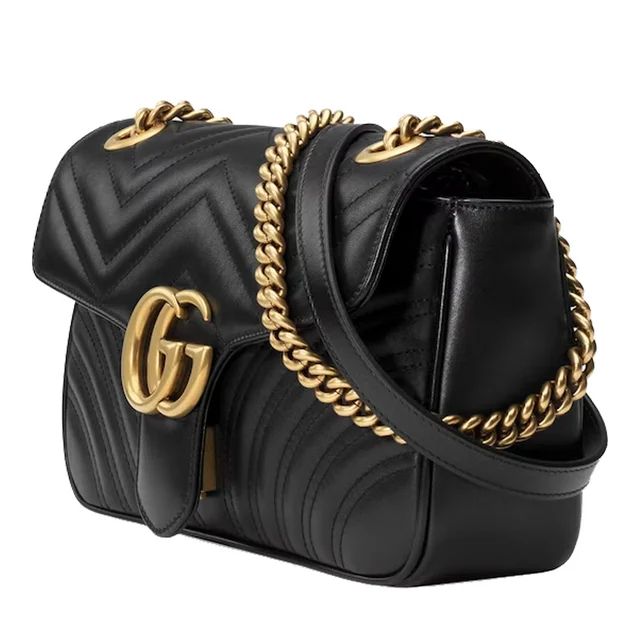 Gucci GG Marmont Small Shoulder Bag Black Matelassé Leather Handbag Women New | Walmart (US)