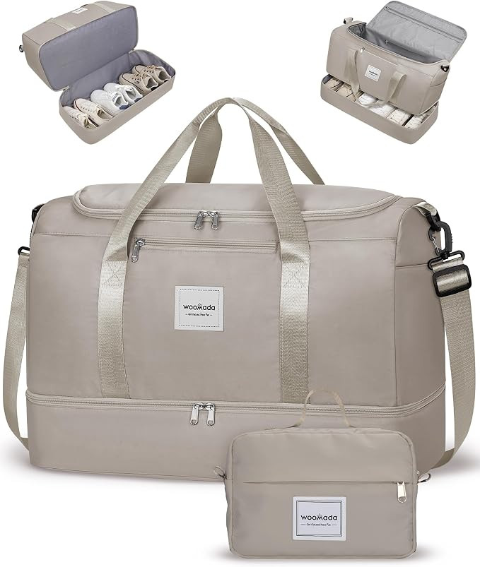 WOOMADA Extra Large Travel Duffle Bag with Shoes Compartment, Women Weekend Carry On Overnight Ba... | Amazon (US)